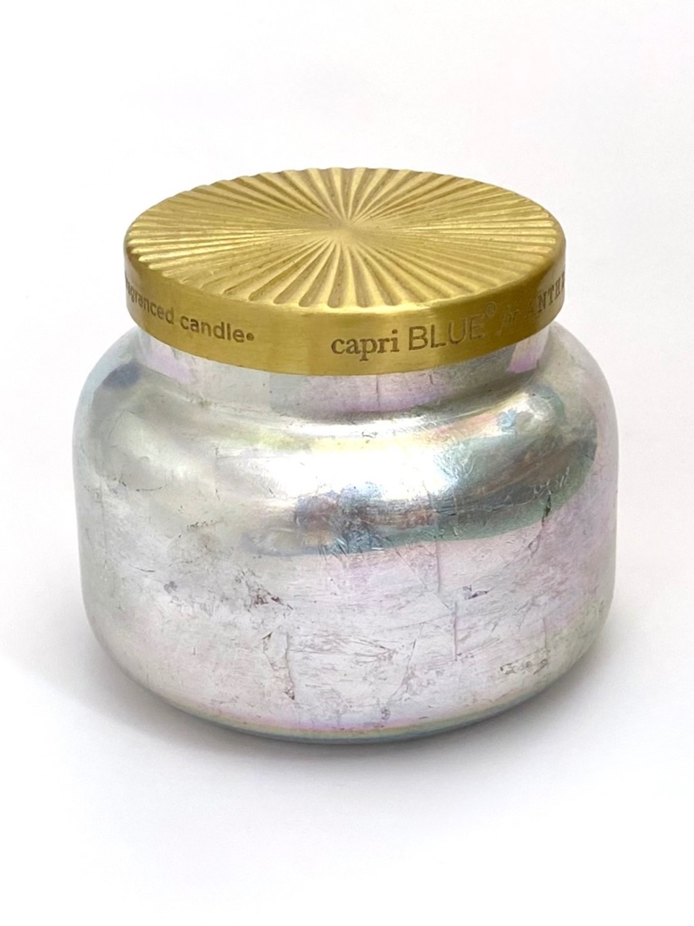 Anthropologie Capri Blue *EMPTY* 19 Oz IRIDESCENT Signature Jar w/GOLD Lid